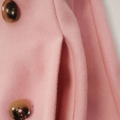 Women Trench New Autumn Winter Pink Coat Fashion Streetwear Suit Collar Button Elegant Lady Coat Trench Slim Versatile Clothing