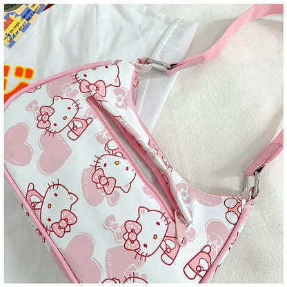 Miniso Hello Kitty Underarm Bag for Women Y2K Sanrio Kuromi Mymelody Messenger Tote Bag Cute Girls Shoulder Bag Purses Handbag