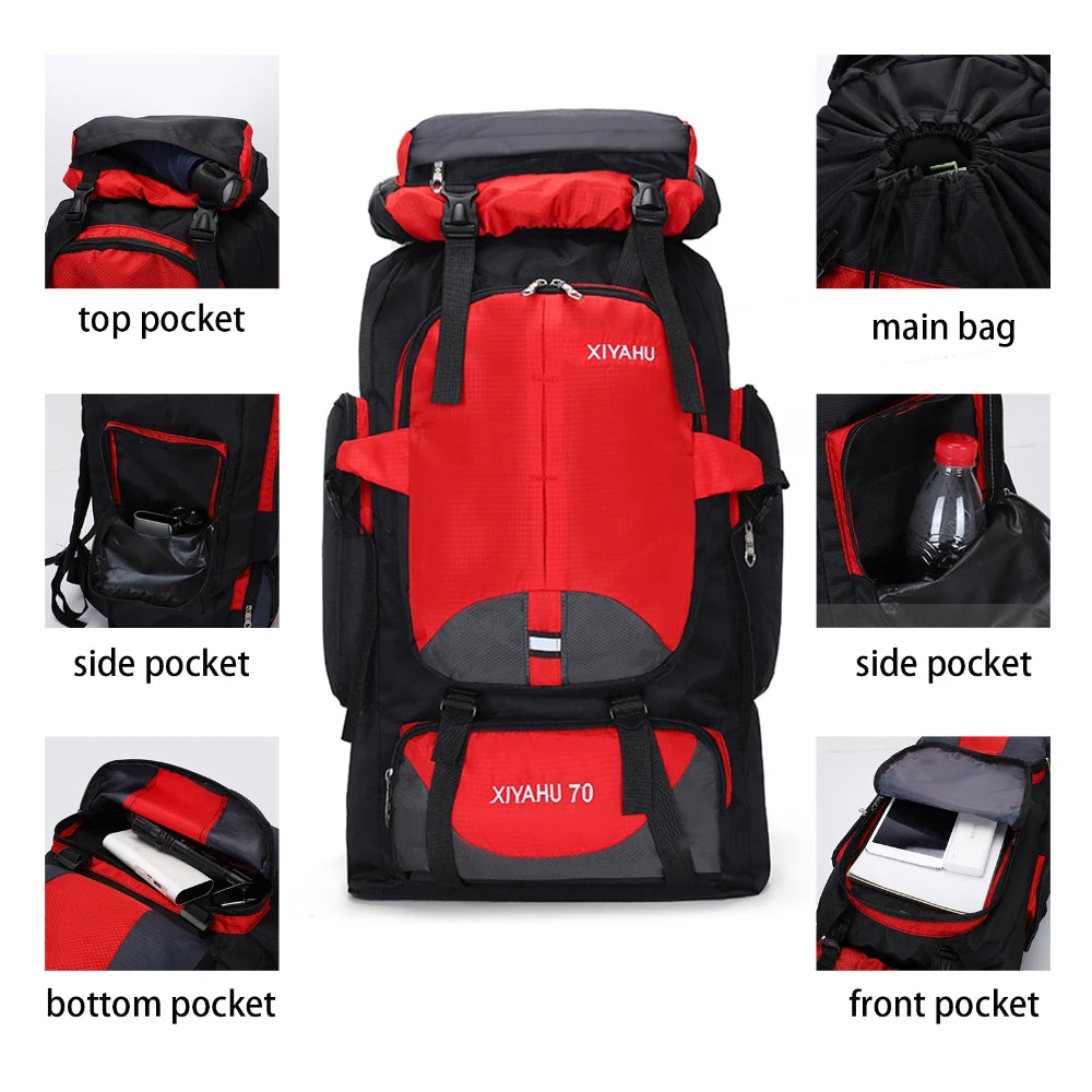 Hiking Backpack 70L Oxford Large Rucksack for Travelling Camping Hunting Bag Waterproof Lightweight Backpacks