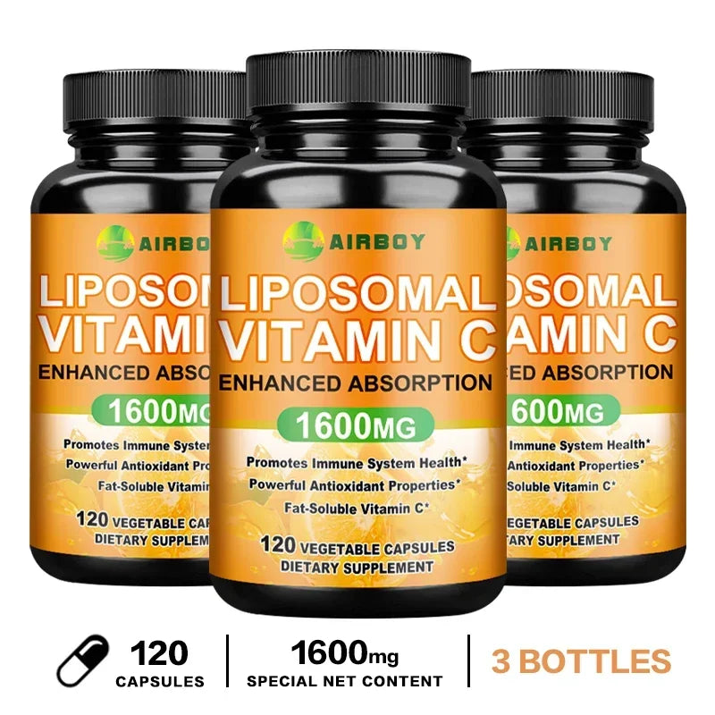 Liposomal Vitamin C 1600mg - Promotes Collagen Production, Immune Support, Powerful Antioxidant 120 Capsule-3bottles