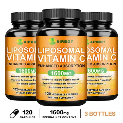 Liposomal Vitamin C 1600mg - Promotes Collagen Production, Immune Support, Powerful Antioxidant 120 Capsule-3bottles