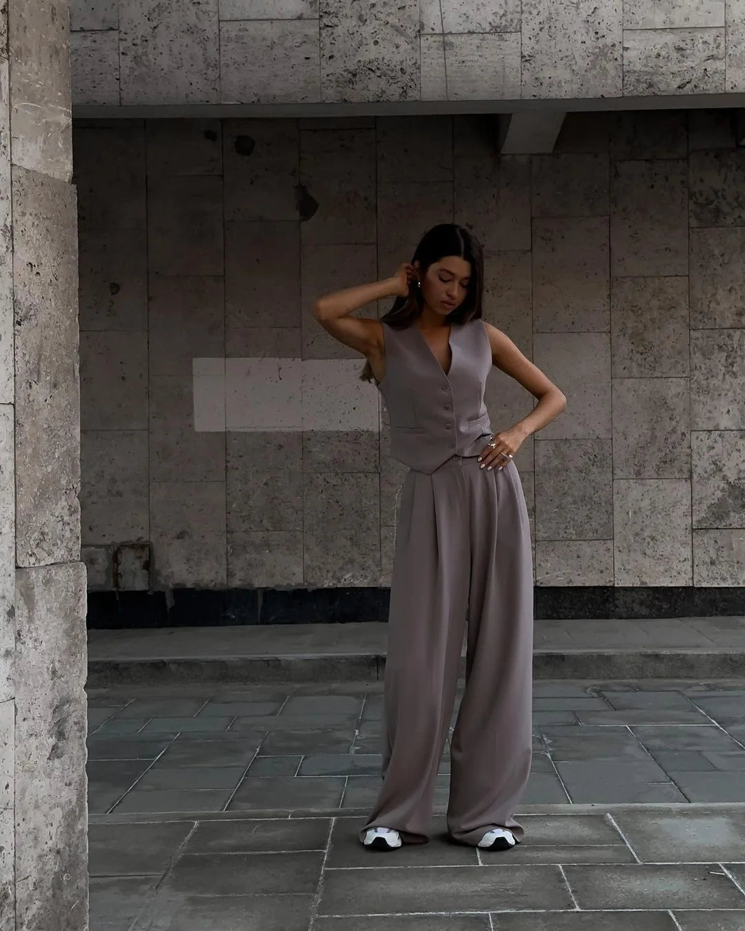 casual sleeveless suit set office lady spring summer elegant slim v-neck blazer tops pants two piece set women outfit 2024