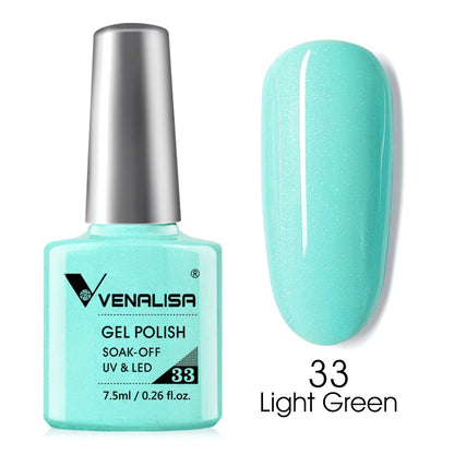 VENALISA Nail Gel Polish 7.5ml Super Glossy Glitter Gellack Great Coverage Soak Off UV LED Semi Permanent Beauty Nail Manicure 33