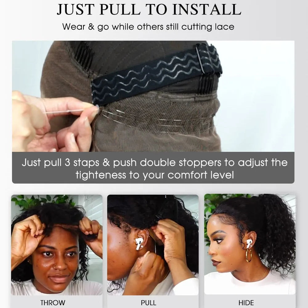 250 Density Invisi Strap 360 Full Hd Curly Glueless Wig Human Hair PrePlucked 30 Inch Lace Front Wig Deep Curly Wave Frontal Wig - Badiee Stylez