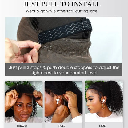 250 Density Invisi Strap 360 Full Hd Curly Glueless Wig Human Hair PrePlucked 30 Inch Lace Front Wig Deep Curly Wave Frontal Wig - Badiee Stylez