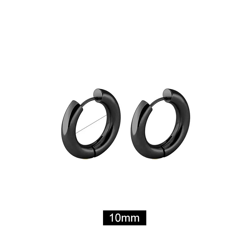 Men' s Earrings Stainless Steel Chunky Hoop Earrings For Man Round Circle Ear Hoops Punk Hip Hop Jewelry Couple Accessories KBE450-2-1