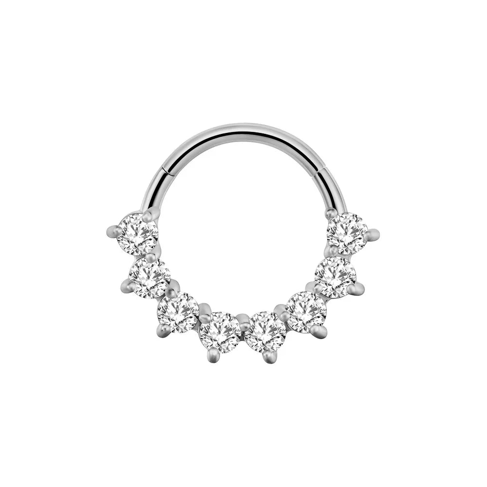 Flower Moon Heart Waterdrop Septum Piercing Daith Conch Tragus Hoop Earring Clicker Segment Nose Ring 316L Surgical Steel 16G H-Silver Color