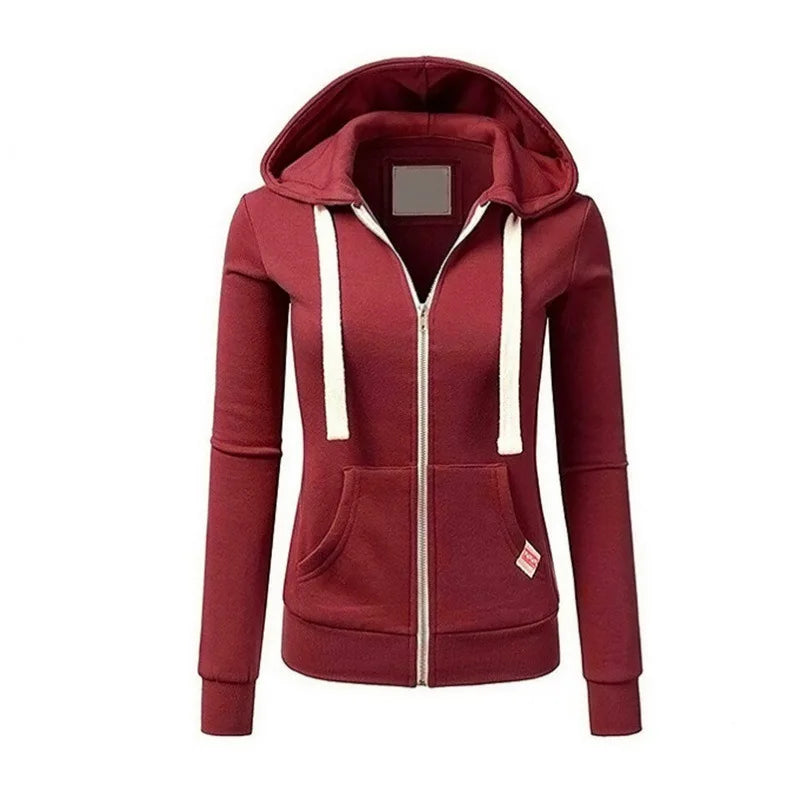 2024 Autumn/Winter New Women's Personalized Fashion Sports Hoodie Long Sleeve Drawstring Pocket Zipper Coat Woolen Sweater Top Badiee Stylez