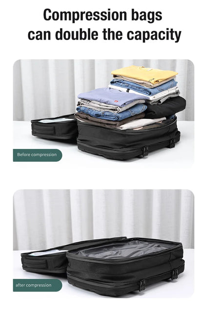 Travel Men Expanded Laptop Backpack vacuum compression hiking Backpack USB charging Business Large Capacity Backpack For Pumps