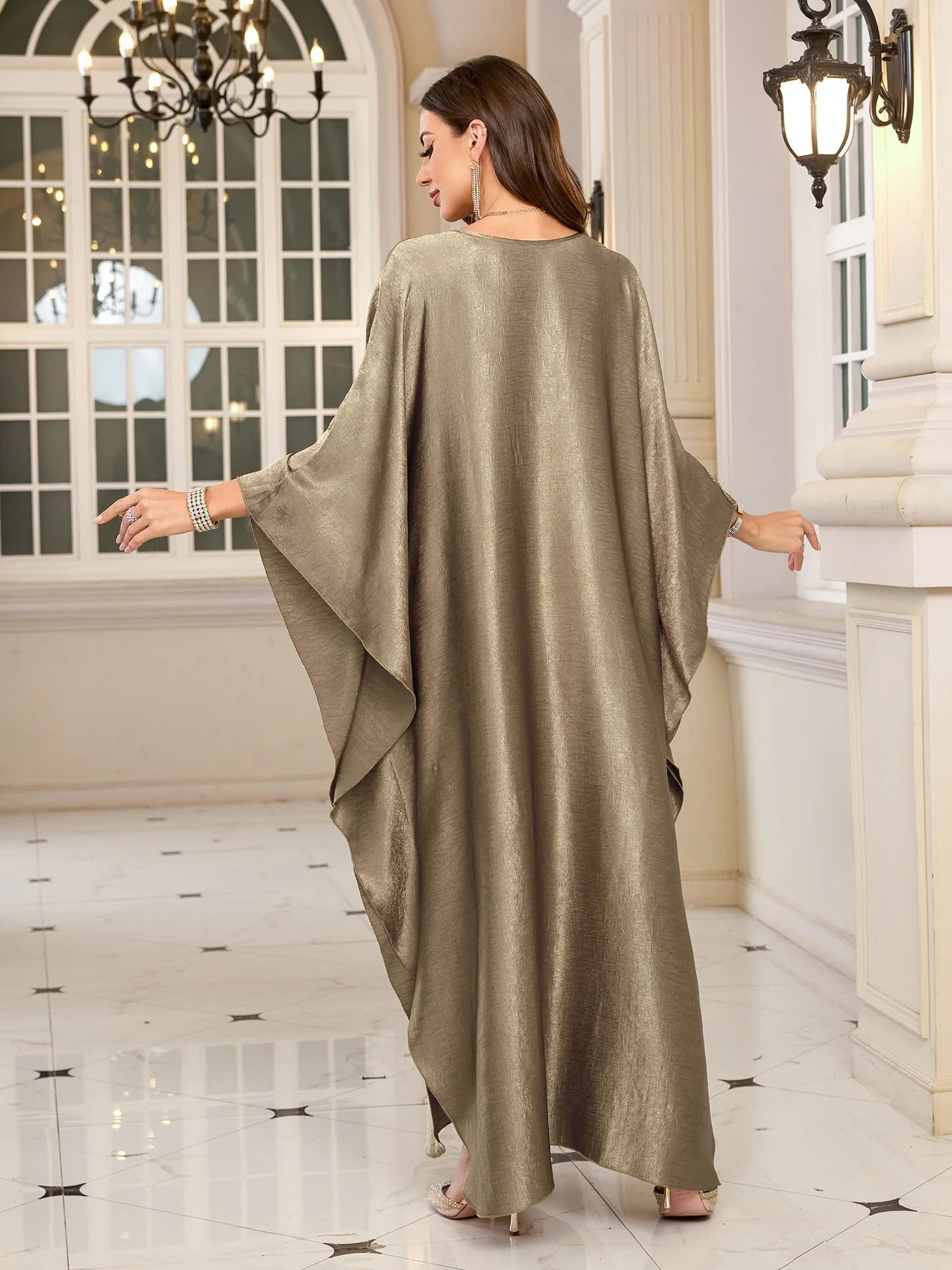 Plus Size Kaftan Dresses for Women Sparkly Glitter Batwing Sleeve Kaftan Cover Up Beach Maxi Dress Loungewear