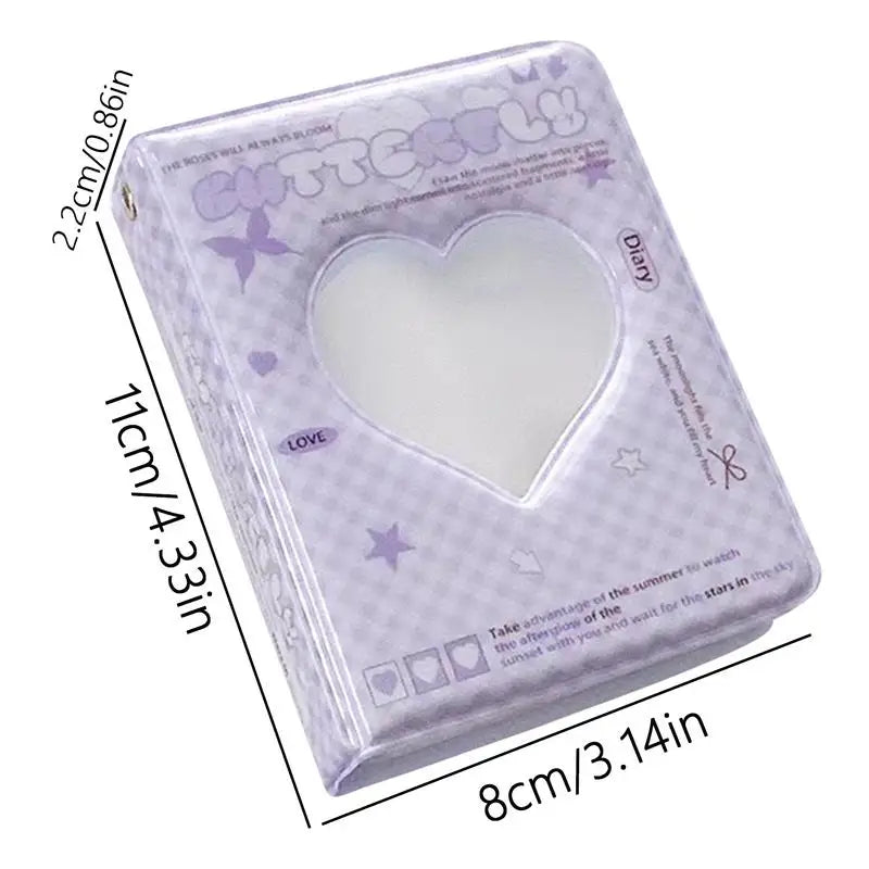 Kpop Photocard Binder Heart Hollow Kpop Photocard Sleeves 40 Pockets Water Resistant Trendy Photo Binder For Business Cards Badiee Stylez
