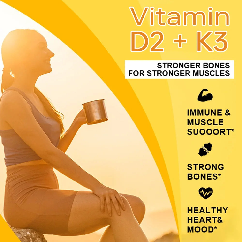 Vitamin D3 K2 - Bone Health & Immune Support Supplement - with 5000 IU Vitamin D and 50 Mcg Vitamin K2, Soy Free