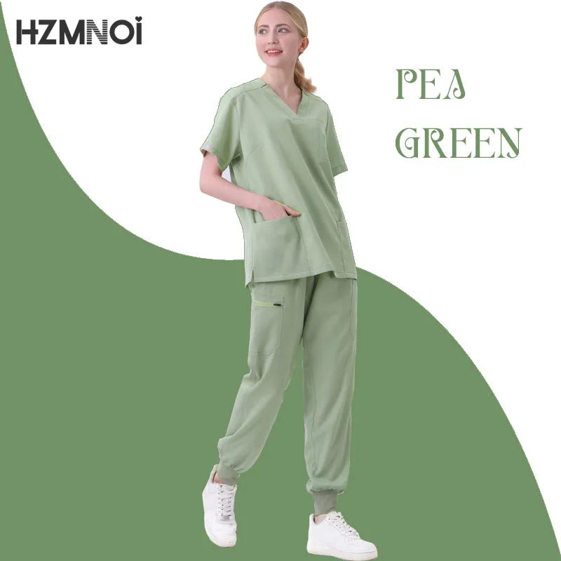 HZMNOI Short Sleeve Nurse Dress Uniform Stylish Female Womens Tie Up Medical Scrubs Nurse Uniform Medical Spa Women Uniforms Badiee Stylez