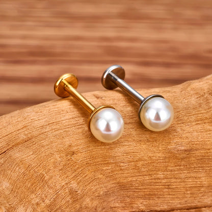 ASTM F136 Titanium 16G Bowl shaped Pearl Earring Helix Tragus Cartilage Stud Earlobe Lip Piercing Jewelry