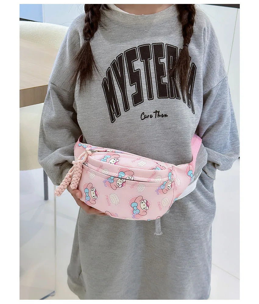 Sanrio Kuromi Chest Bag Cinnamoroll Crossbody Shoulder Bag Waist Storage Pouch My Melody Hello Kitty Coin Purse Kid Girl Gift