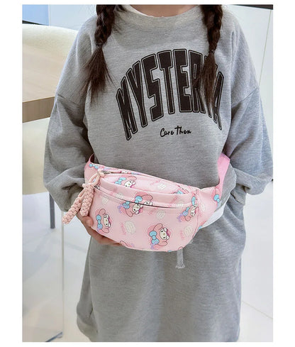 Sanrio Kuromi Chest Bag Cinnamoroll Crossbody Shoulder Bag Waist Storage Pouch My Melody Hello Kitty Coin Purse Kid Girl Gift