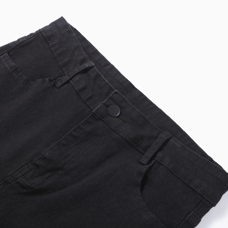 Fashion Stretchy Ripped Skinny Black Jeans Women Zipper Hollow Out Denim Jeans Casual Lady Street Bottoms