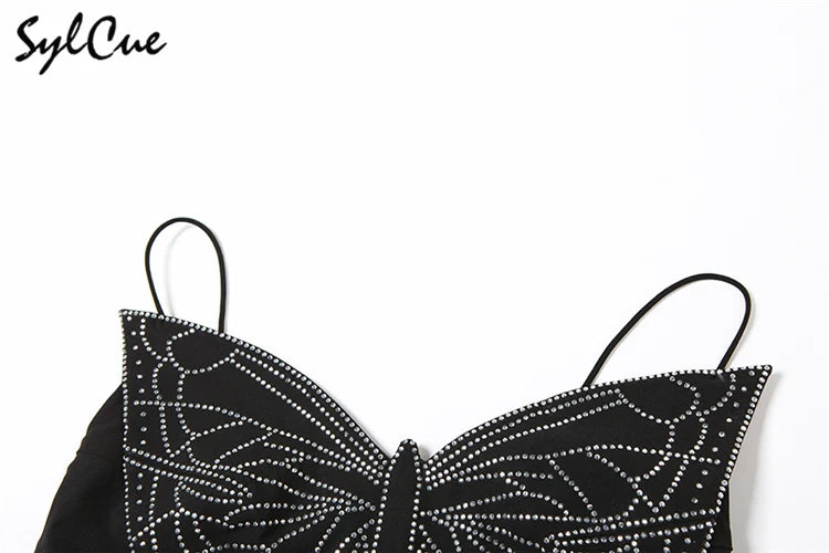 Sylcue Butterfly Plastic Art Design Advanced Fashion Personality All-Match Summer Travel Cool Women'S Sexy Charm Camisole Vest