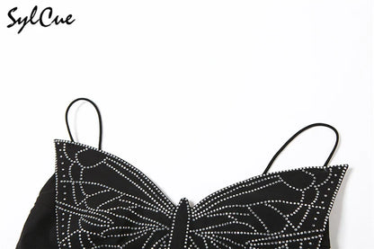 Sylcue Butterfly Plastic Art Design Advanced Fashion Personality All-Match Summer Travel Cool Women'S Sexy Charm Camisole Vest