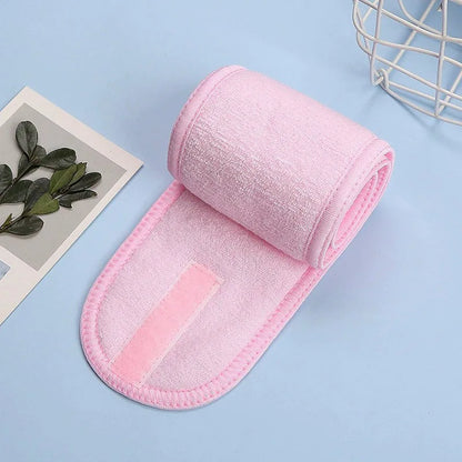 Hot Sale Soft Toweling Headbands for Face Washing Bath Makeup Hair Band for Women Adjustable SPA Headband Cosmetic Headband light pink Size fits all