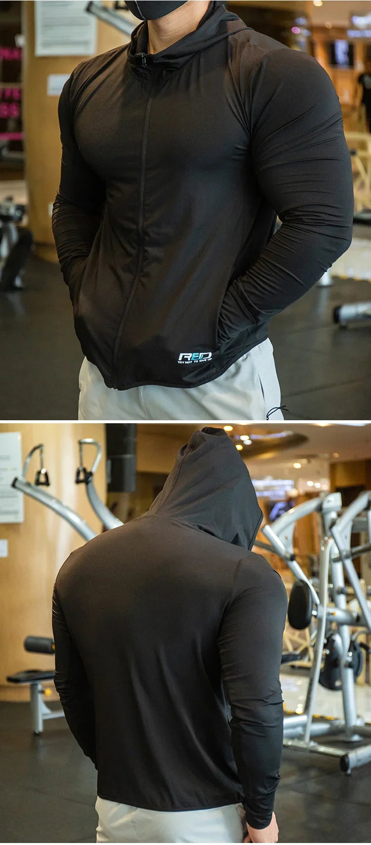 2023 new Men's Jacket Zip Hoodie Long Sleeve T-shirts Gym Sports Clothing Running Male Coat Jackets For Men Hooded Sweatshirts