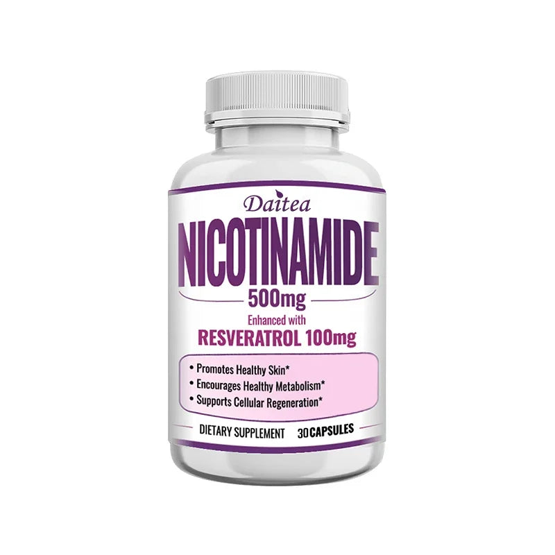 Niacinamide Vitamin B3 Capsules - Supports Brain Function and Heart Health, Boosts Energy Production, and Enhances Immunity 30count -1 bottle