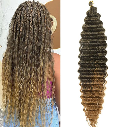 Synthetic Curly Braiding Hair 30 Inch Ocean Wave Crochet Hair for Black Women Long Deep Wave Wet and Wavy Braiding Hair Badiee Stylez