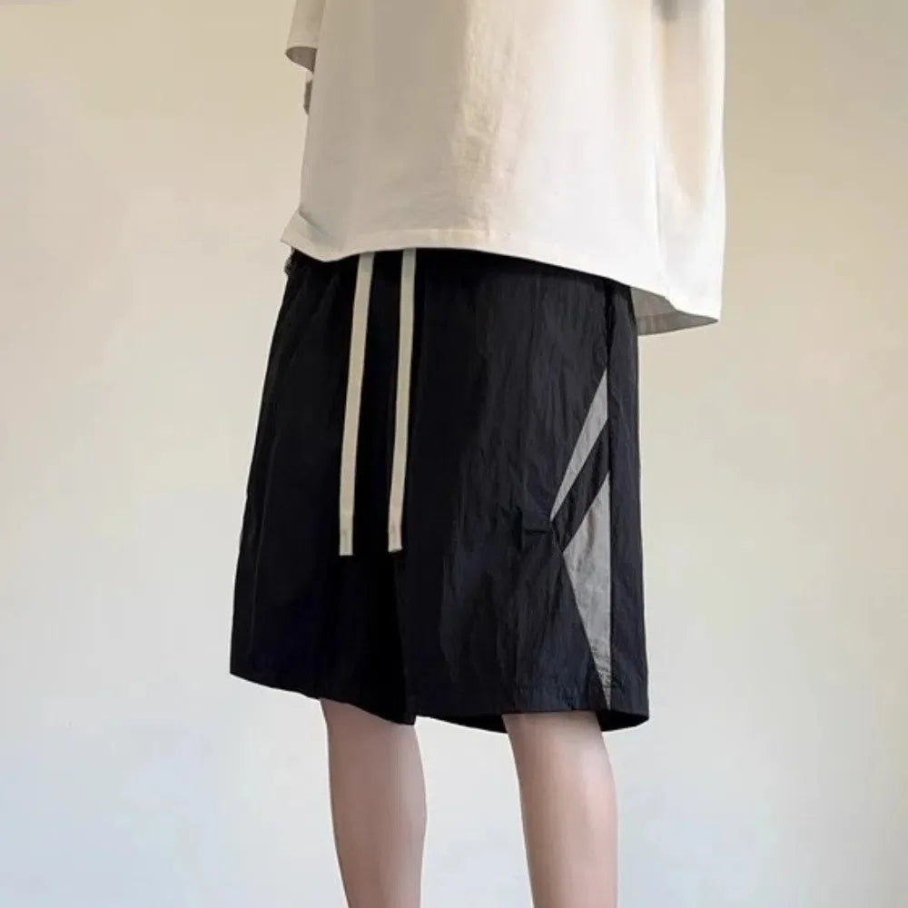Large Size Loose Casual Thin Shorts High Waist Drawstring Wide Leg Shorts Summer Beach Knee Length Pants Men Badiee Stylez