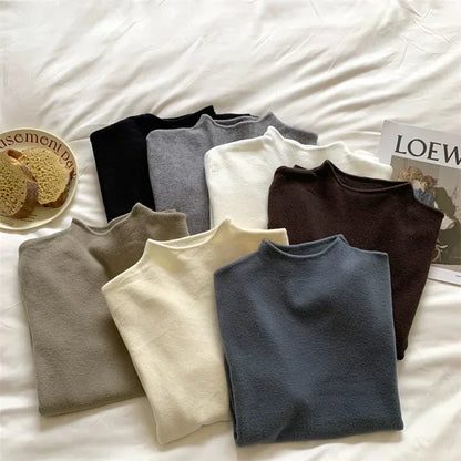 2025 Women Turtleneck Knitted Pullovers Solid Sweater Harajuku Korean Soft Warm Knitwear Autumn Winter Fashion Slim Jumpers Tops Badiee Stylez