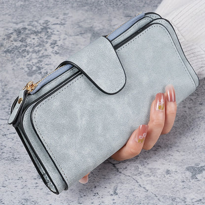 1pc Personalized Photo Custom Women's Long Wallet Custom Picture Coin Purse with Zipper Multi-Card Slot Multifunction Card Hold Blue