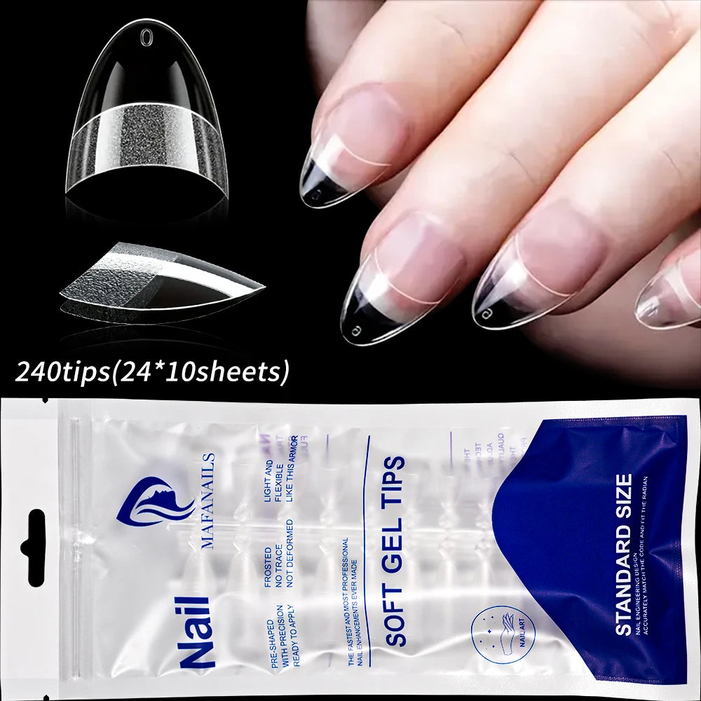 240pcs XS Fake Nails Short Square/Almond False Nail Tips Half Matte Acrylic Square Fingernails DIY For Manicure Extension Tools