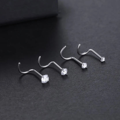 1PC Titanium 18G /20G 1.5/2/2.5/3mm Zircon Gem Nose Stud Piercing Screw Prong CZ Nostril Earring Nariz Piercings Sexy Jewelry Badiee Stylez