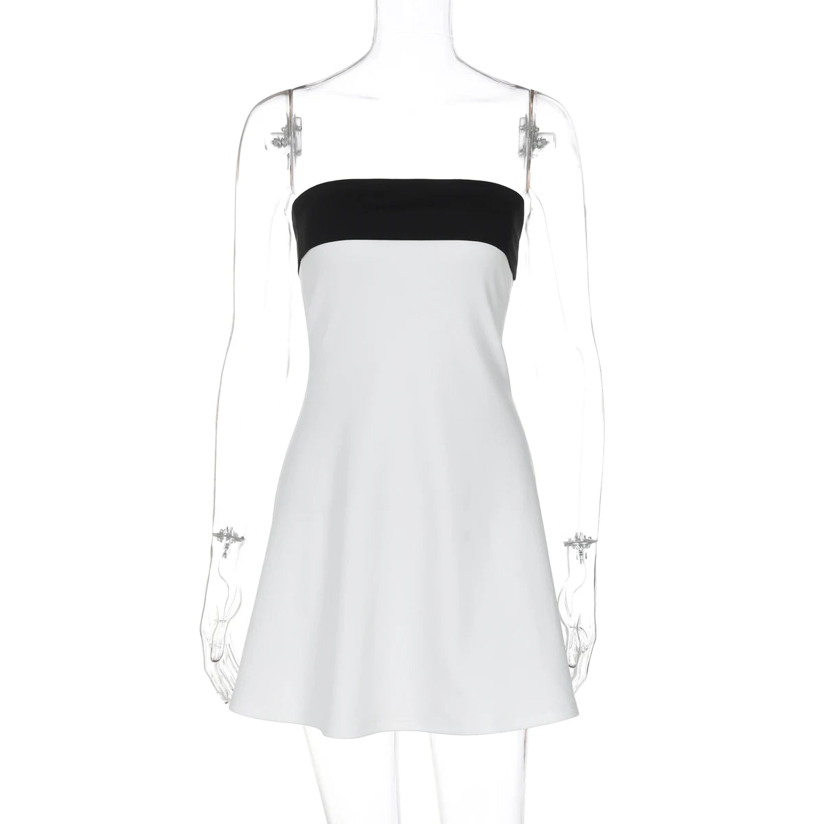 Hugcitar Color Block Strapless Patchwork Sexy Bodycon Mini Dress 2025 Summer Women Elegant Clothes Evening Party Festival