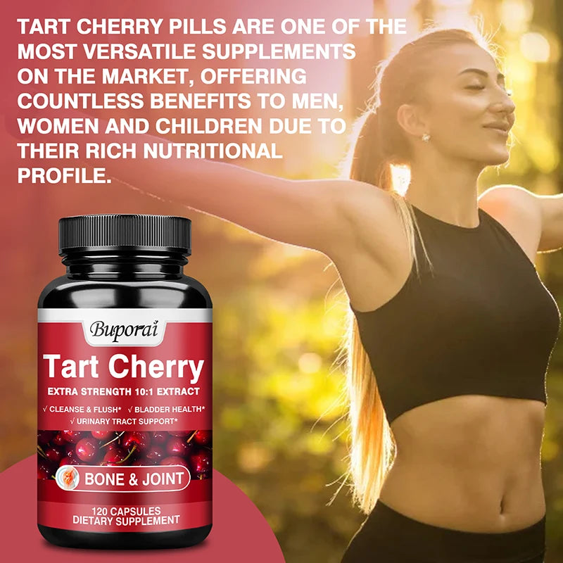 Tart Cherry Capsules - Uric Acid Cleansing, Joint Health, Promotes Muscle Recovery, Antioxidant