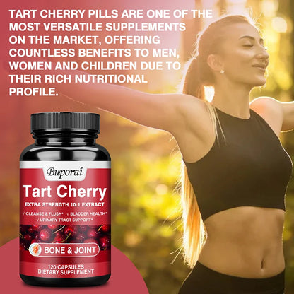 Tart Cherry Capsules - Uric Acid Cleansing, Joint Health, Promotes Muscle Recovery, Antioxidant