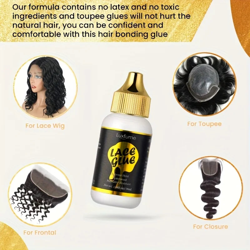 Hair Adhesive,Wig Glue,New Brush Head Design,Invisible and Light Beige-friendly Formula, Strong and Long-lasting Hold