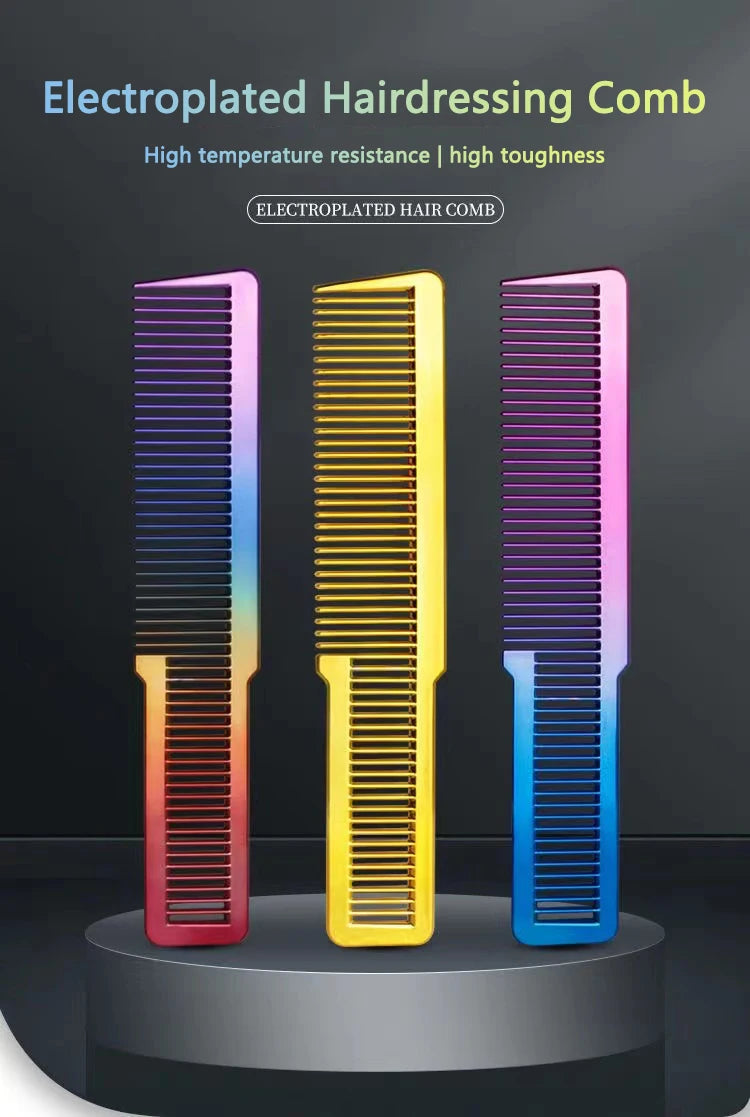 Salon Professional Electroplated Comb Barber Comb Stylist Styling Tool Accessories Salon Anti-static Hair Cut Comb