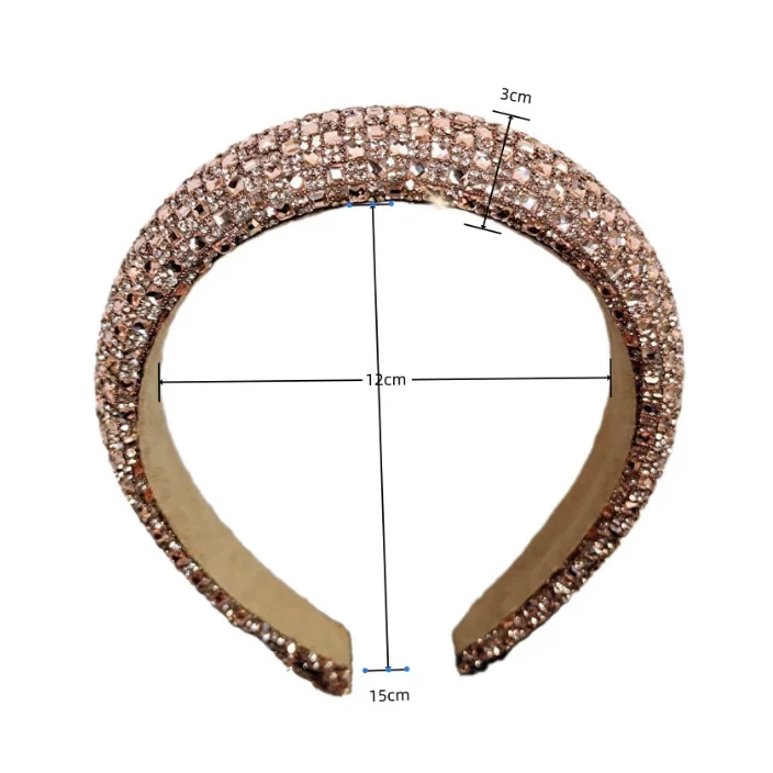 Colorful Baroque Head Hoop Luxury Women Full Crystal Rhinestones Sponge Padded Headband for Lady Girls Diamond Wide Headband