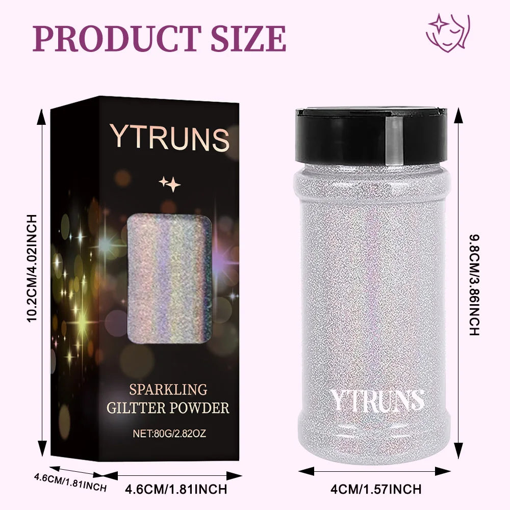 Laser Glitter Powder, 80g, 6 Colors, for Nail Art, Crafts, Candle Making, DIY Projects, Fine Glitter for Precise Designs