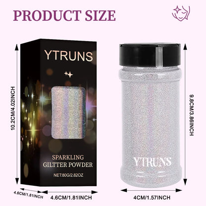 Laser Glitter Powder, 80g, 6 Colors, for Nail Art, Crafts, Candle Making, DIY Projects, Fine Glitter for Precise Designs