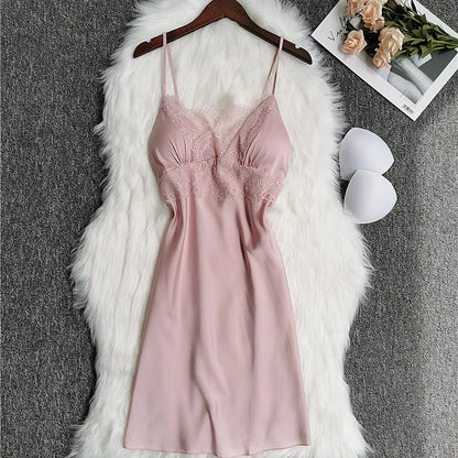 White 5PCS Sleep Set Pajamas Lady Lace Satin Pyjamas Kimono Bath Gown Loose Sleepwear Home Cloting V-Neck Casual Nightwear Pink C