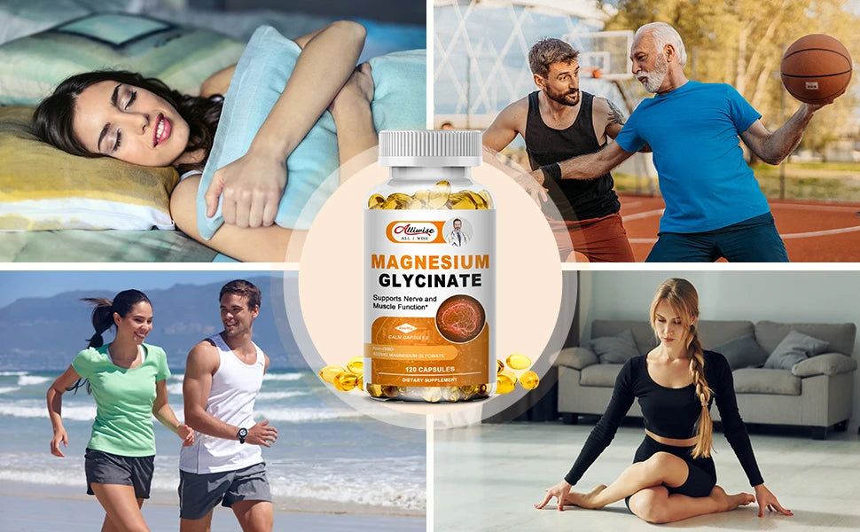 Magnesium Glycinate Supplement 400mg Magnesium with Vitamin D3 & B6 Supports Bone, Memory, Calm, Mood & improve Sleep, 120pcs