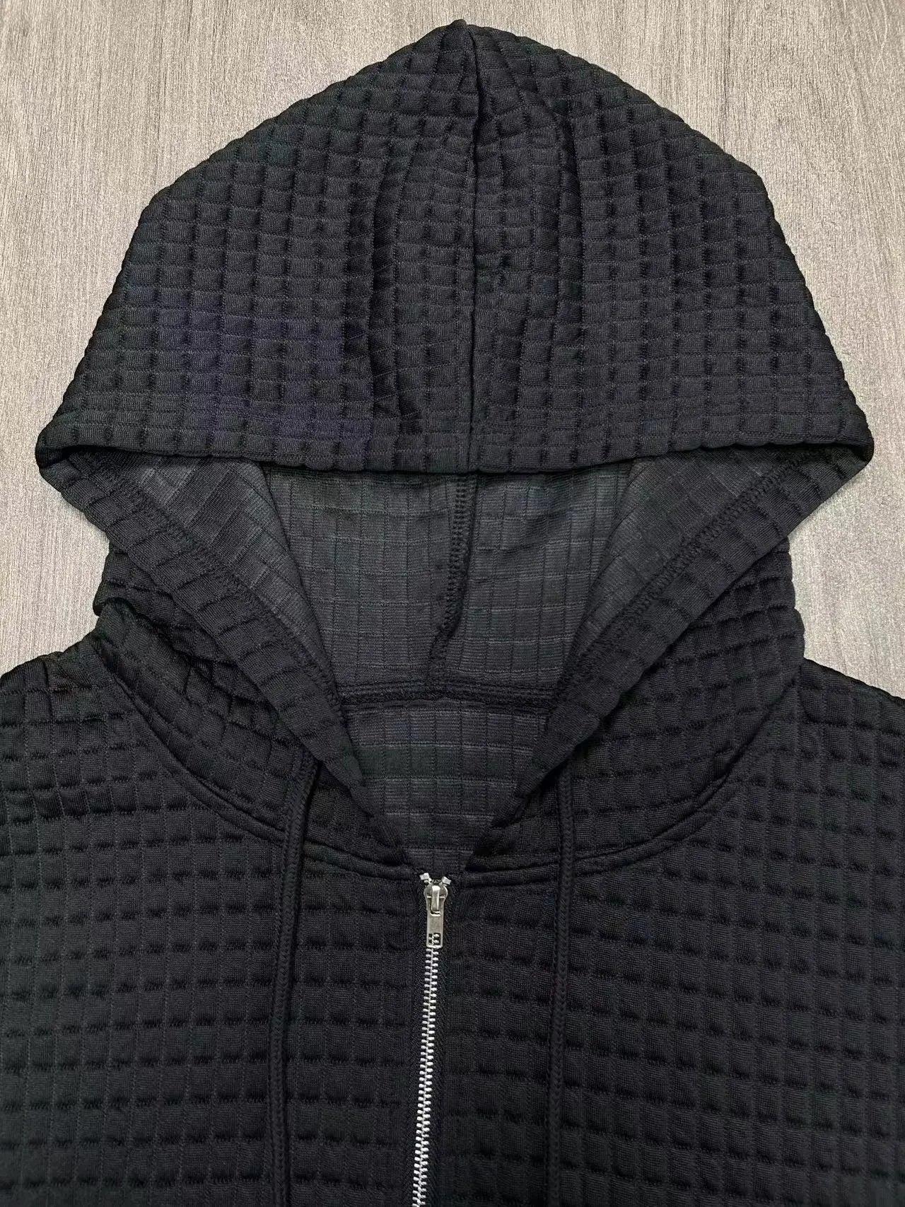 Plus size European and American cross-border autumn new casual solid color pocket zipper hooded jacket