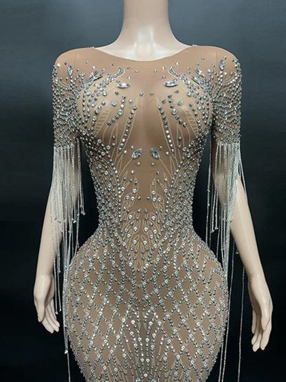 Luxury Crystal Mermaid Evening Gown for Women Sexy Long Ball Dress Wedding Party Ladies Birthday Photoshoot Elegant Eveningwear