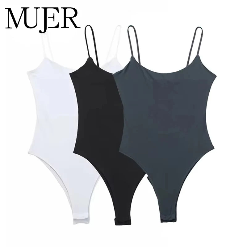 MUJER White Black Body Woman Sleeveless Tight Bodysuit Lingerie Sexy Woman Bodys Bodycon Backless Bodysuit Women Summer Tops