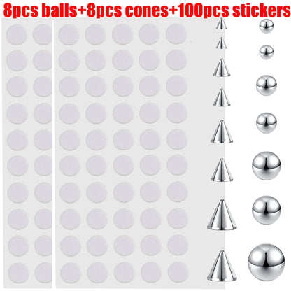 Stainless Steel Fake Nose Ring Sticker Non Piercied Lip Nails Ear Stud for Women Men Pack Fake Eyebrow Lip Piercing Body Jewelry Badiee Stylez