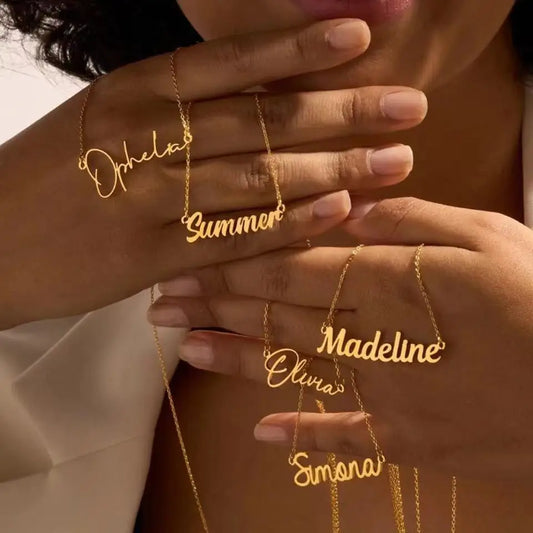 Customized Name Letter Necklace Personalized Stainless Steel Simple Pendant Clavicle Chain Women's Jewelry Valentine's Day Gift Badiee Stylez