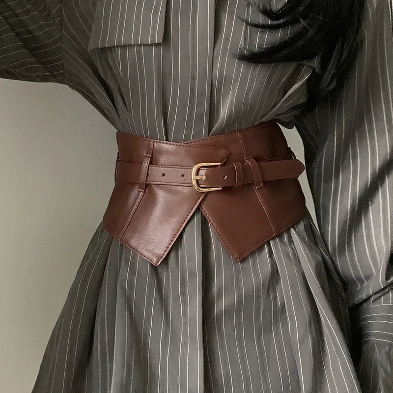 Belt for Women's Fashion with Dress and Coat Design Elastic Waistband Black Versatile Wide Belt Designer Belt