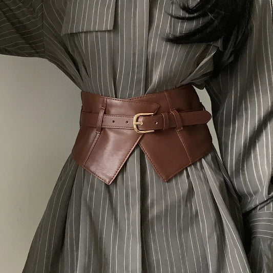Belt for Women's Fashion with Dress and Coat Design Elastic Waistband Black Versatile Wide Belt Designer Belt