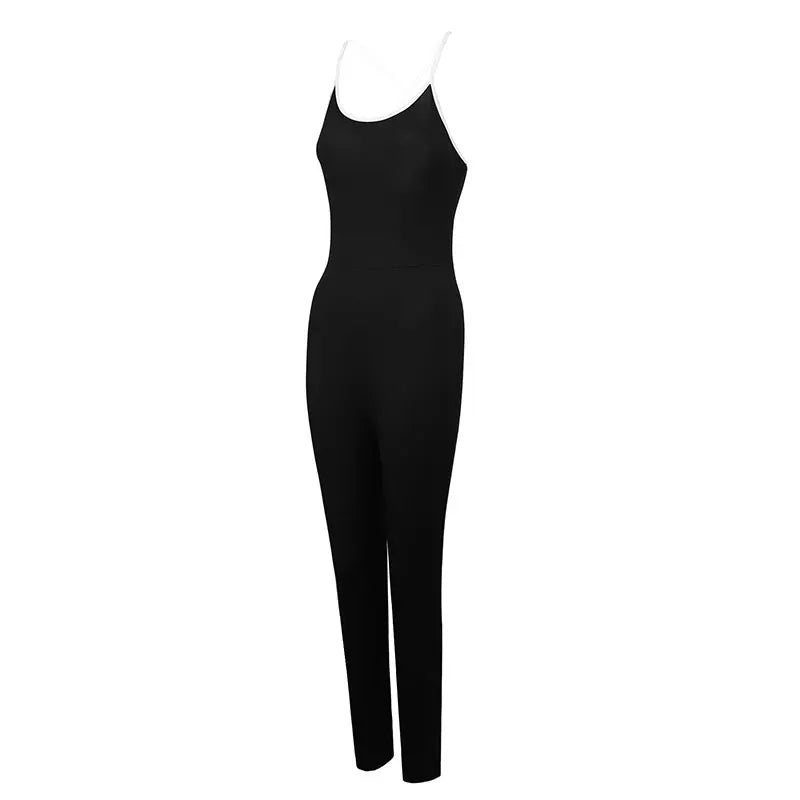 Sexy Women Sling Jumpsuits Summer New Fashion Streetwear Sweatpants Solid Sexy Elegant Lady Backless Bodycon Jumpsuits Clothing